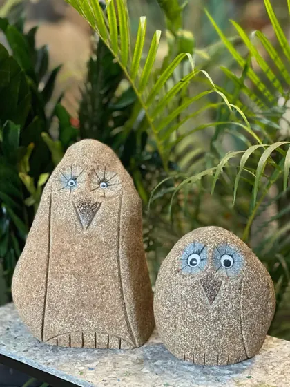 Another look at our delightful stone owls, perfect for adding a touch of personality to your home or garden.