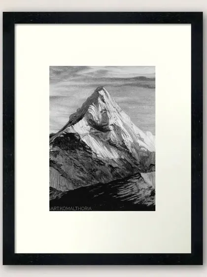The framed version of my Himalaya drawing, showing how it can be a powerful statement piece for any room.