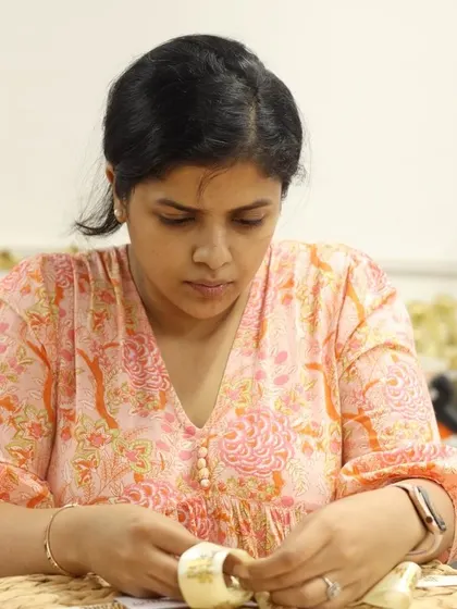 Our co-founder Sweta, focused on getting the details just right on a Diwali hamper. Every gift gets this level of personal attention.