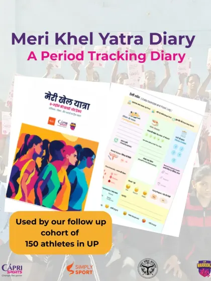 The 'Meri Khel Yatra' diary is a simple yet powerful paper-based tool for female athletes. It helps them track period symptoms, sleep, nutrition, and mood without needing a phone, fostering self-awareness and better training habits.