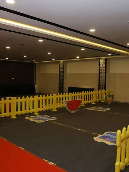 The "STEM Activities" zone, sectioned off with yellow barricades for organized play.