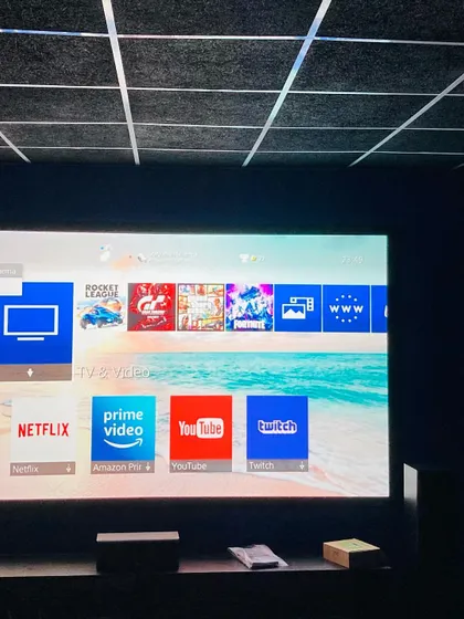 This theater doubles as an amazing gaming room. The large screen and immersive surround sound make playing games on a PlayStation an entirely new experience.