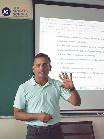 An IPL umpire explains the complex rules of cricket to our students, providing them with professional insights that go beyond standard textbooks.