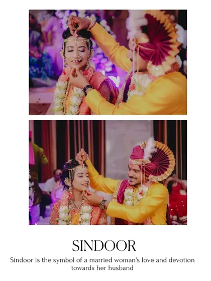 A collage dedicated to the Sindoor ceremony, a powerful and symbolic moment in a Hindu wedding.