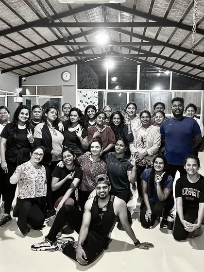 A black and white shot of our fitness family, highlighting the timeless bond we share.