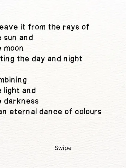 A part of a poem about weaving a tapestry from the rays of the sun and moon, uniting day and night.