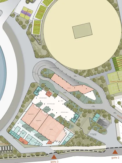 A close-up of the clubhouse ground floor plan within the larger master plan.