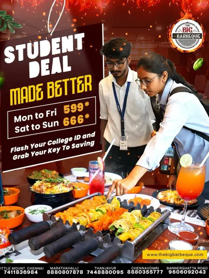 Get ready to ignite your taste buds. Our student deal lets you flash your college ID and unlock a world of flavors at unbeatable prices, starting from ₹599.