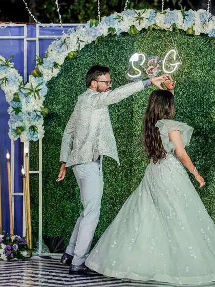 A perfect twirl! I love incorporating moves that show off the bride's outfit, and a flowing lehenga is perfect for this.