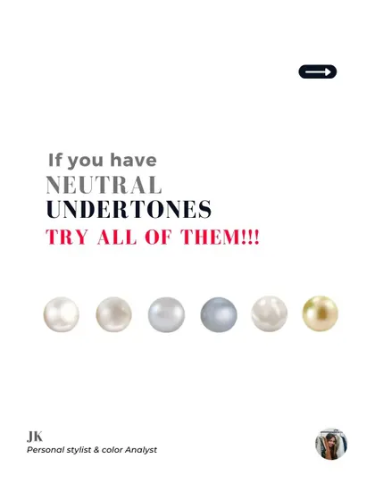 Did you know that even pearls have undertones? This guide shows you which type of pearl will look best on you. Cream and golden pearls are stunning on warm undertones, while white and pink pearls glow on cool undertones.