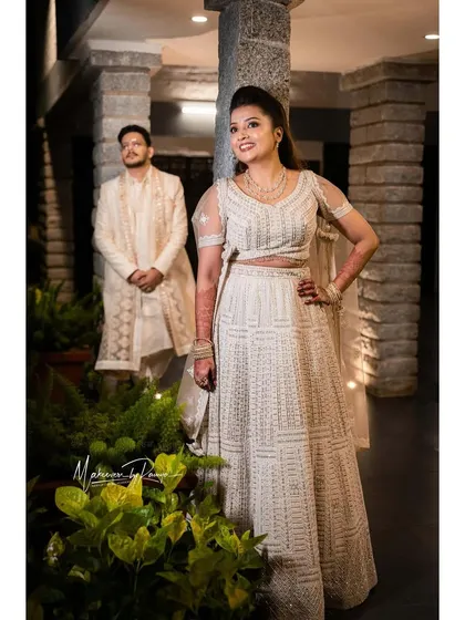 A stylish portrait of the bride and groom.