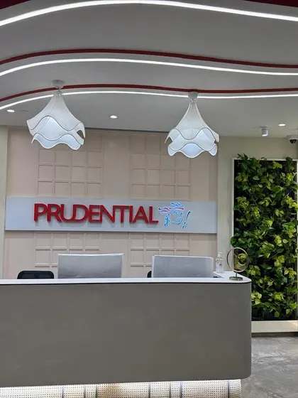 Another angle of the Prudential reception, highlighting the integration of the living walls with modern architectural elements and lighting. The design creates a powerful first impression for visitors and employees.