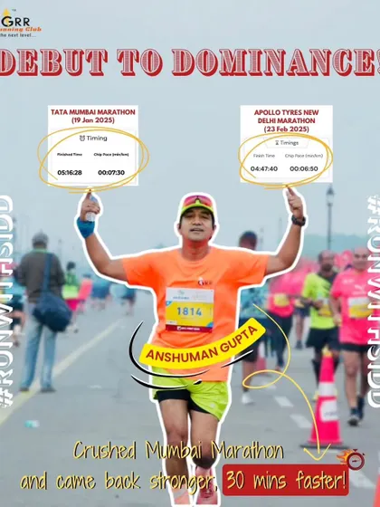 From debut to dominance. Anshuman crushed his first Mumbai Marathon and came back to the New Delhi Marathon 30 minutes faster. This is what happens when dedication meets my structured training.
