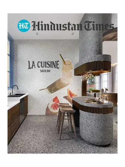 A kitchen backsplash is a canvas for expression. This render for a project in Siolim features a custom mosaic wall, turning the kitchen into a piece of art. The curved terrazzo island adds a soft, sculptural counterpoint.
