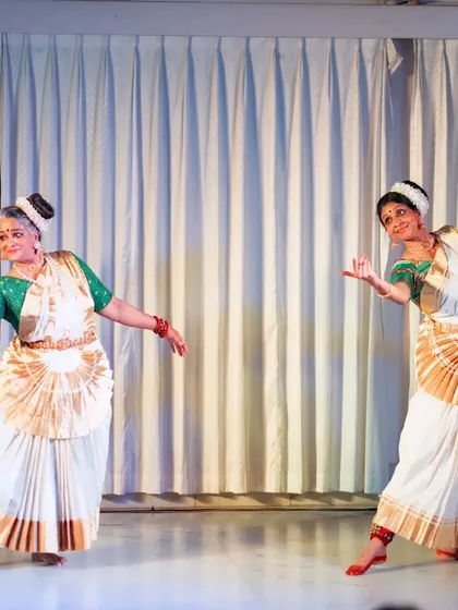 The graceful movements of our dancers in "Uthara," showcasing our versatility in adapting classical dance for experimental themes.