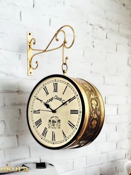 This vintage-look station clock adds a touch of old-world charm to any space.