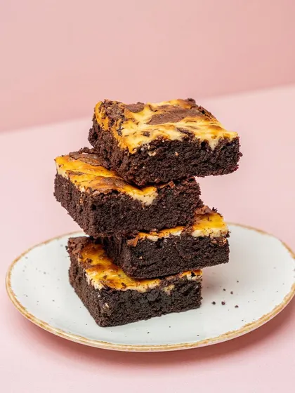 Our Cheesecake Brownie is back, and this time it's eggless! A fudgy brownie base with a creamy cheesecake swirl on top.