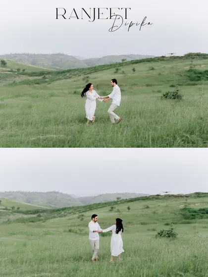 A personalized diptych from a shoot in the rolling green hills, perfect for an album cover.