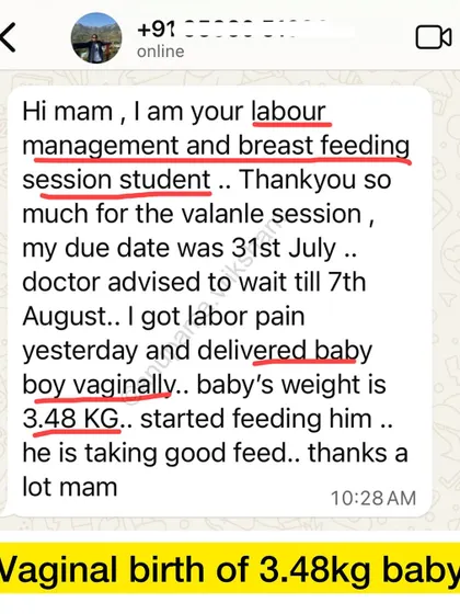 A wonderful message to start the day. This mother had a vaginal birth with a 3.48 kg baby and started breastfeeding successfully, all thanks to the preparation from our sessions.