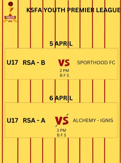 Weekend fixtures for our U17 teams in the KSFA Youth Premier League.
