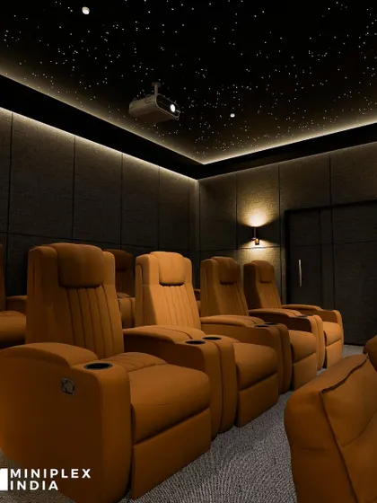 A closer look at the custom-upholstered recliners in the 'Stellar Luxe' project. Comfort is key, so I ensure every seat offers ergonomic support for long movie marathons.