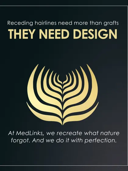 Receding hairlines need more than just grafts; they need design. At MedLinks, we don't just fill in gaps. We recreate what nature forgot, using artistic balance and surgical precision to craft a hairline that looks like it was always meant to be there.