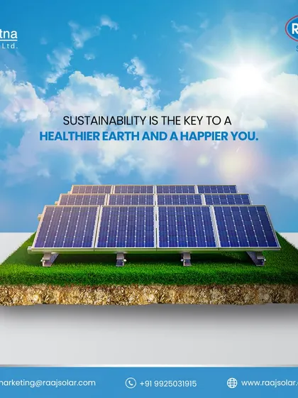 Sustainability is the key to a healthier Earth and a happier you. This image of our panels under a clear, sunny sky reinforces the connection between clean energy and well-being.