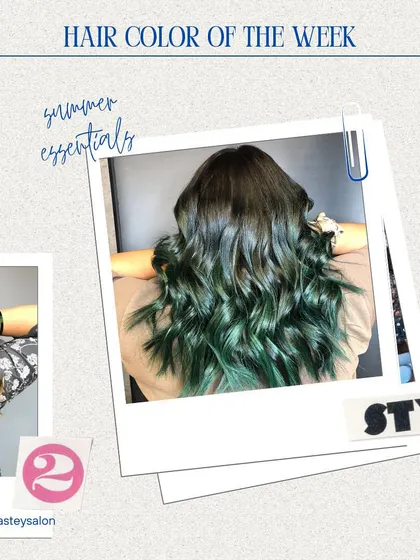 A pop of green in this balayage shows that you can play with creative colors while still looking chic and stylish.