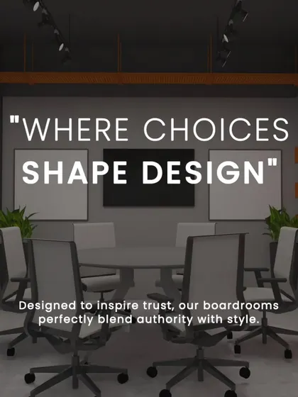 A modern boardroom that blends authority with style. The clean lines and neutral color palette create a professional and focused environment.