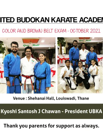 Our senior students after their Color and Brown Belt examination in Thane. This event marks a significant milestone for advanced practitioners on their path towards achieving a black belt.