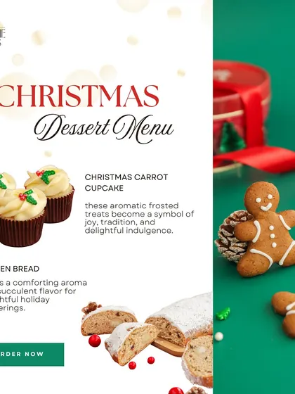 More from our Christmas menu. Our festive Carrot Cupcakes and traditional Stollen Bread are popular additions to our holiday gift boxes.