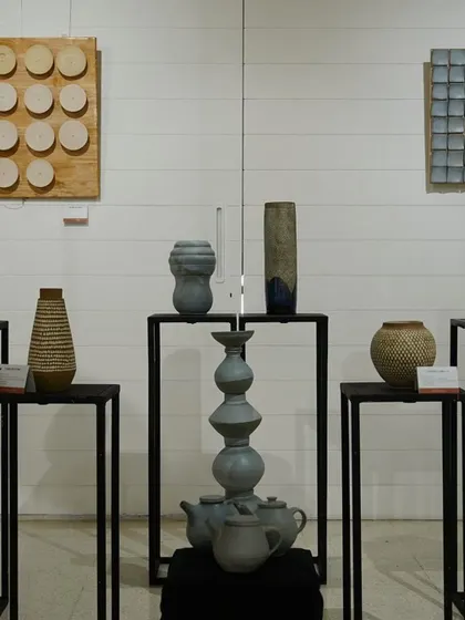 Some beautiful corners from our recent showcase. It was so wonderful to see everyone's hard work displayed together, from sculptural vases and lamps to wall art.