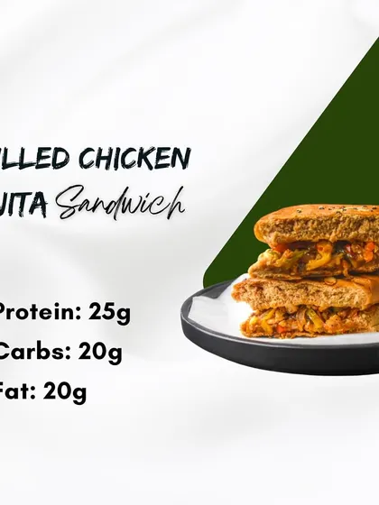 Our revamped Creamy Chicken Fajita Sandwich is bursting with flavor. It has 25g of protein and features juicy chicken, sautéed peppers, and the creaminess of Greek yogurt in whole wheat panini bread.