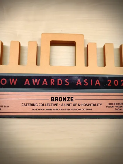 The Bronze WOW Award Asia 2024 for "F&B Experience - Concept, Design, Presentation for a Social Celebration" for our work at Taj Khema Lawns, Agra. This recognizes our ability to execute complex concepts flawlessly.