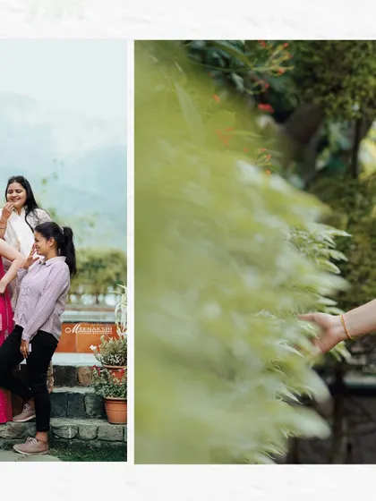 A collage of candid moments, showing women laughing and interacting in a relaxed outdoor setting. These photos capture the genuine connections and joy of the day.