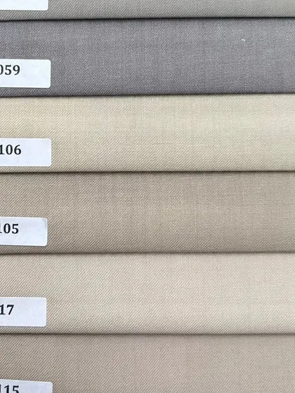 More options in our neutral palette. These fabrics are ideal for crafting a cream double-breasted blazer or a pair of classic beige trousers.