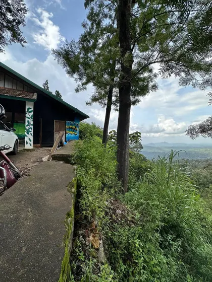 The stunning location of the Wayanad project. Painting with a view like this, surrounded by hills and greenery, is what being a 'ghoomakkad' artist is all about.