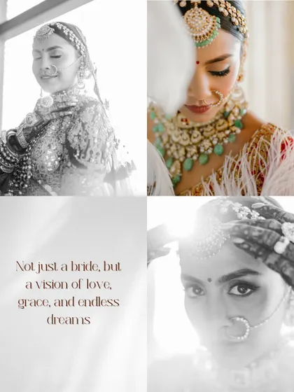 Not just a bride, but a vision of love, grace, and endless dreams. A mix of color and black-and-white shots that capture the bride's multifaceted beauty.