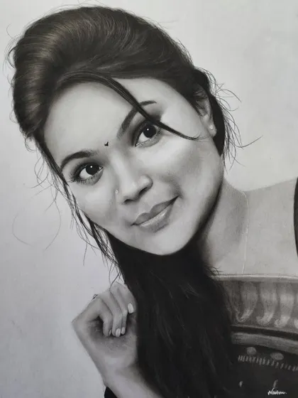 A detailed portrait of a woman, focusing on her expressive eyes and the fine strands of her hair.