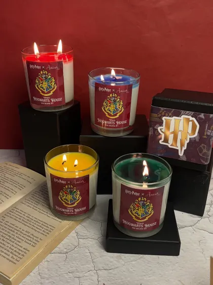 Gryffindor, Ravenclaw, Hufflepuff, or Slytherin? My Hogwarts House candles come in all four house colors, each with a unique, magical fragrance.