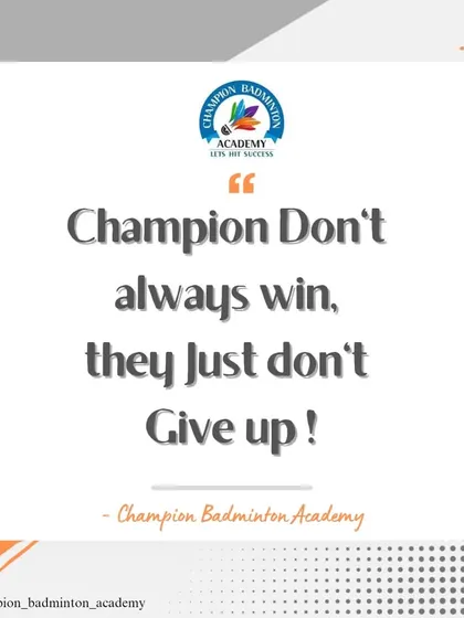 This is our motto. A true champion's mindset isn't just about winning; it's about the resilience to keep going and never give up, no matter the challenge.