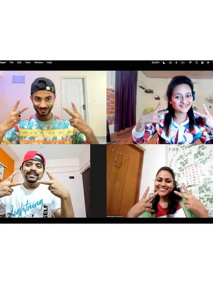 Our instructor team celebrating Holi online. We believe in burning calories, not just egos.