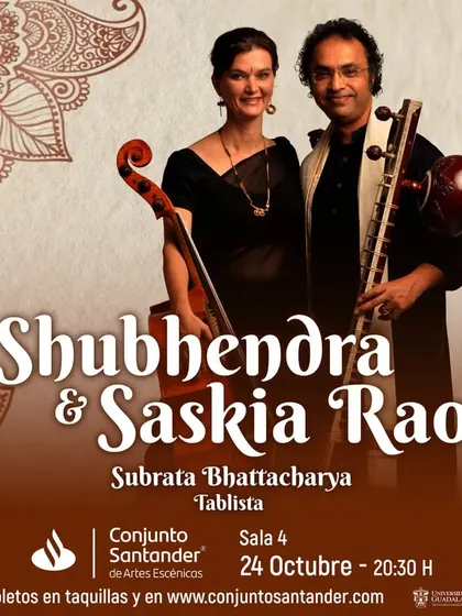 A poster from our concert in Guadalajara, Mexico. It is always a special experience to travel and perform with Saskia, sharing our unique blend of sitar and Indian cello with audiences around the world.