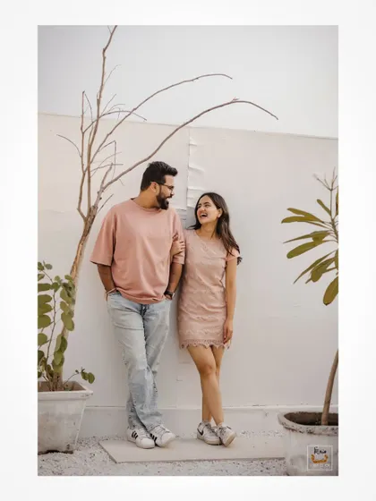 A sweet, casual portrait from a minimalist pre-wedding shoot.