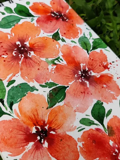 A close up of the Speak Now inspired floral painting. I used a mix of oranges and reds to capture the passionate and intense feeling of the song.