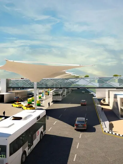 A key feature of the Ranchi terminal plan is the elevated pedestrian skywalk, which allows passengers to move safely between the terminal and the commercial complex without crossing traffic.