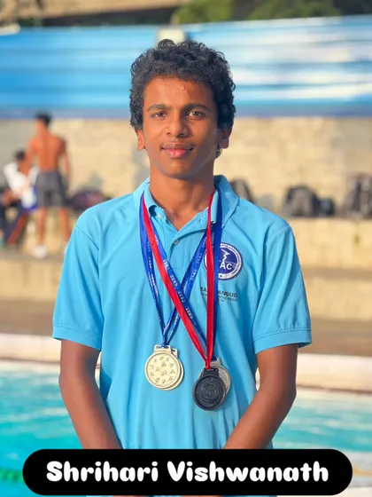 Shrihari Vishwanath with his collection of medals.