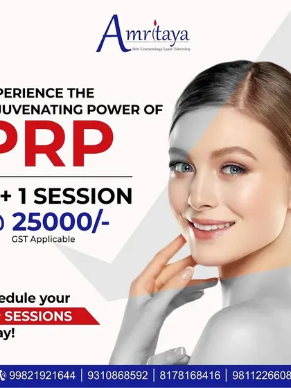 Experience the rejuvenating power of PRP with our special offer. Get 6+1 sessions for just 25000. It is a great investment in your skin's long term health and glow.