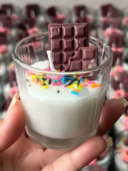 A chocolate bar candle with colorful sprinkles, another fun and quirky option for kids' birthday party favors.