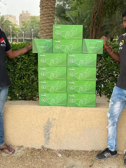 My team and I with a large stock of Tiandy cameras for a residential project. We are always ready for jobs of any size.